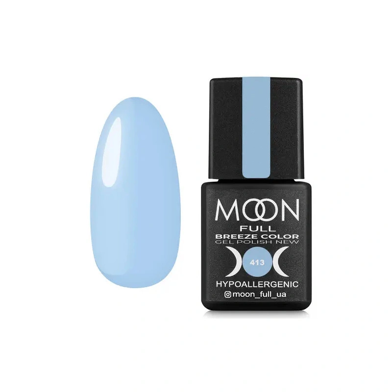 Гель-лак MOON FULL Full Breeze color №413 насичений блакитний, емаль 8 мл