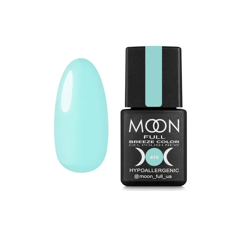 Гель-лак MOON FULL Full Breeze color №416 яскравий бірюзовий, емаль 8 мл