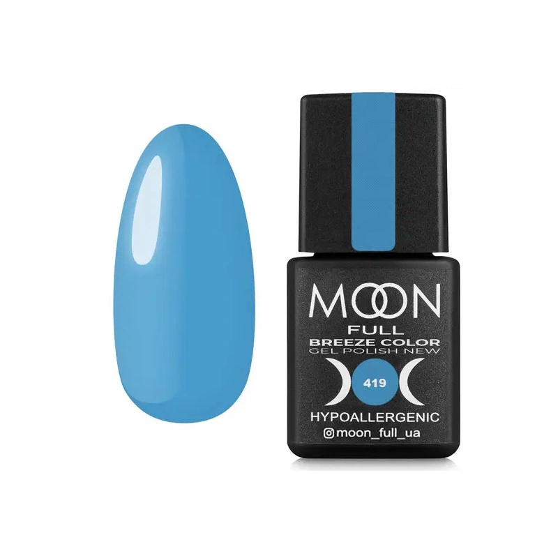 Гель-лак MOON FULL Full Breeze color №419 блакитний, емаль 8 мл