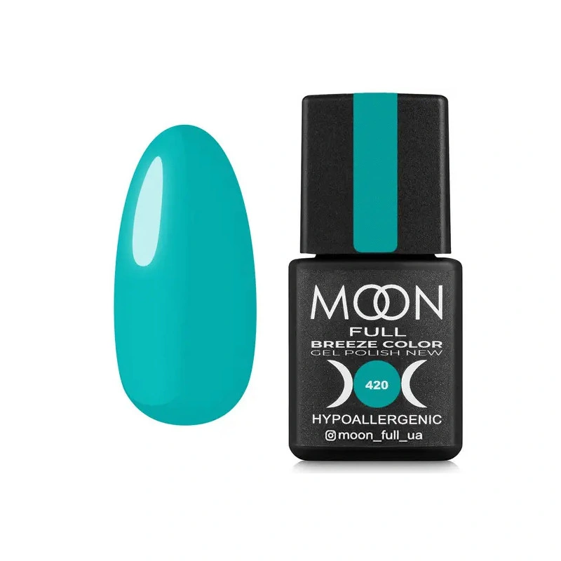 Гель-лак MOON FULL Full Breeze color №420 блакитна бірюза, емаль 8 мл