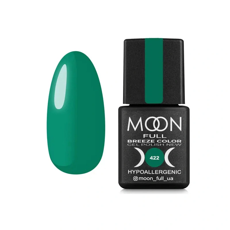 Гель-лак MOON FULL Full Breeze color №422 смарагдовий, емаль 8 мл