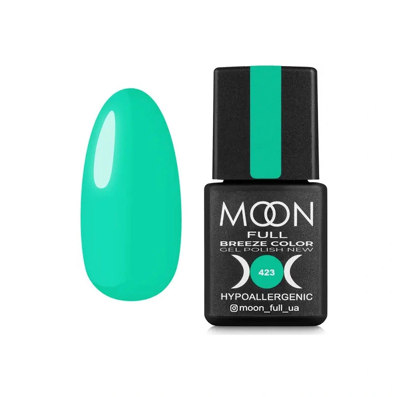 Гель-лак MOON FULL Full Breeze color №423 світло-бірюзовий, емаль 8 мл