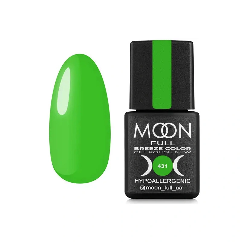 Гель-лак MOON FULL Full Breeze color №431 насичений салатовий, емаль 8 мл