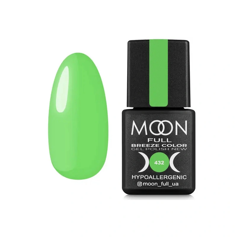 Гель-лак MOON FULL Full Breeze color №432 салатове яблуко, емаль 8 мл