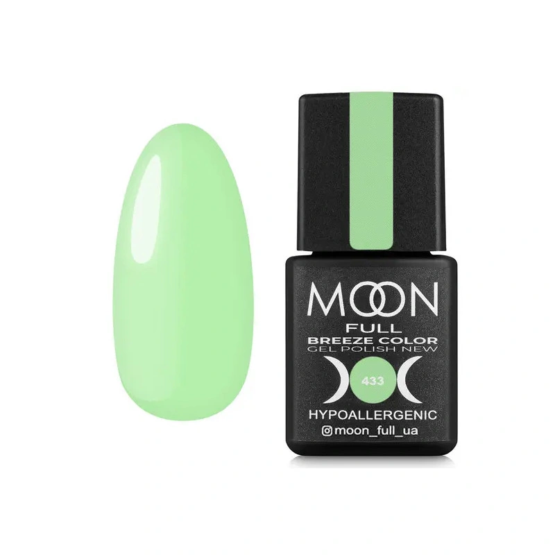 Гель-лак MOON FULL Full Breeze color №433 світлий бірюзово-зелений, емаль 8 мл