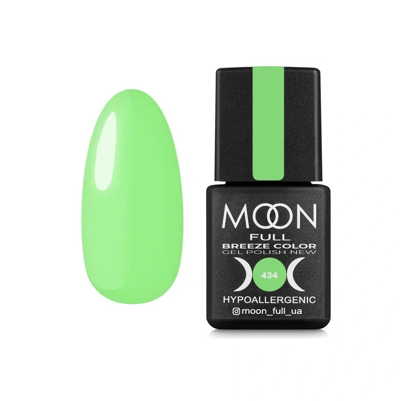 Гель-лак MOON FULL Full Breeze color №434 фісташково-салатовий, емаль 8 мл