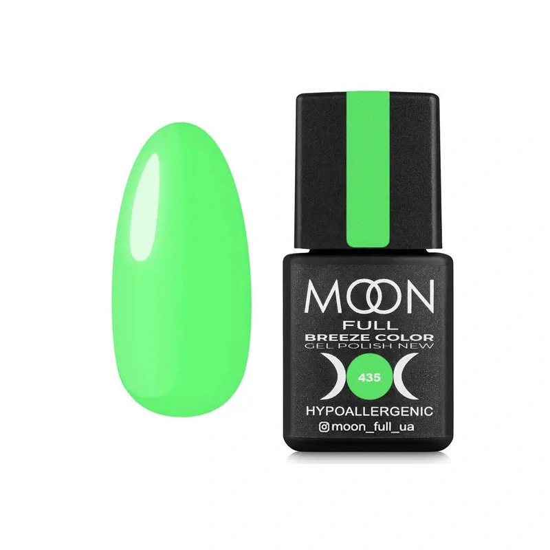 Гель-лак MOON FULL Full Breeze color №435 8 ​​мл яскравий салатовий, емаль