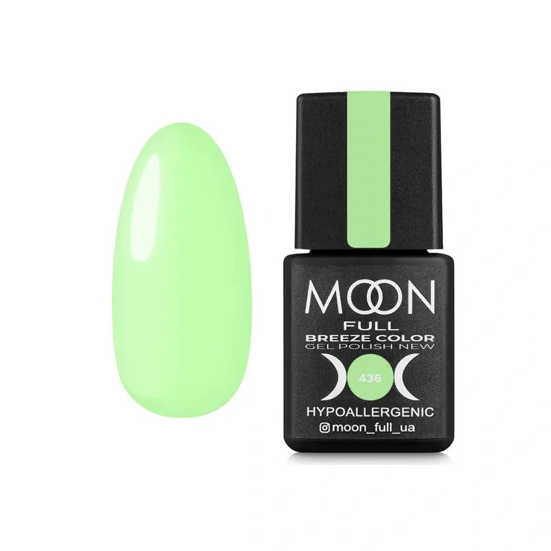 Гель-лак MOON FULL Full Breeze color №436 світло-салатовий, емаль 8 мл