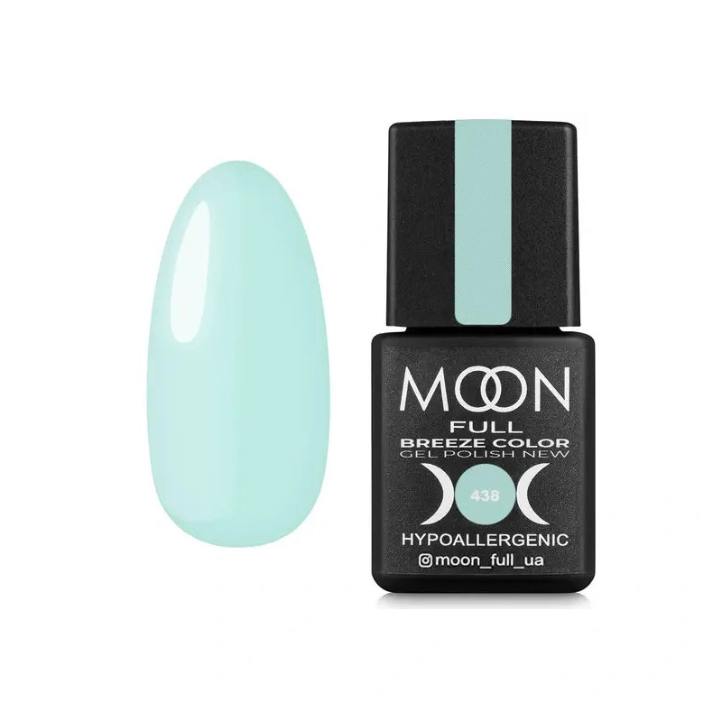 Гель-лак MOON FULL Full Breeze color №438 небесна бірюза, емаль 8 мл