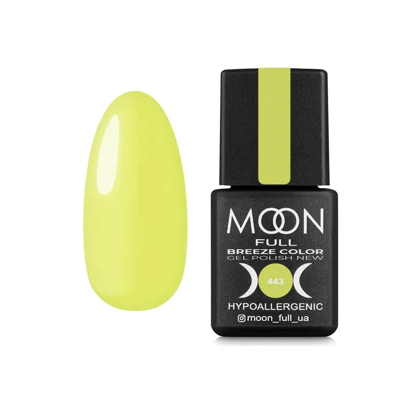 Гель-лак MOON FULL Full Breeze color №443 яскраво-жовтий, емаль 8 мл