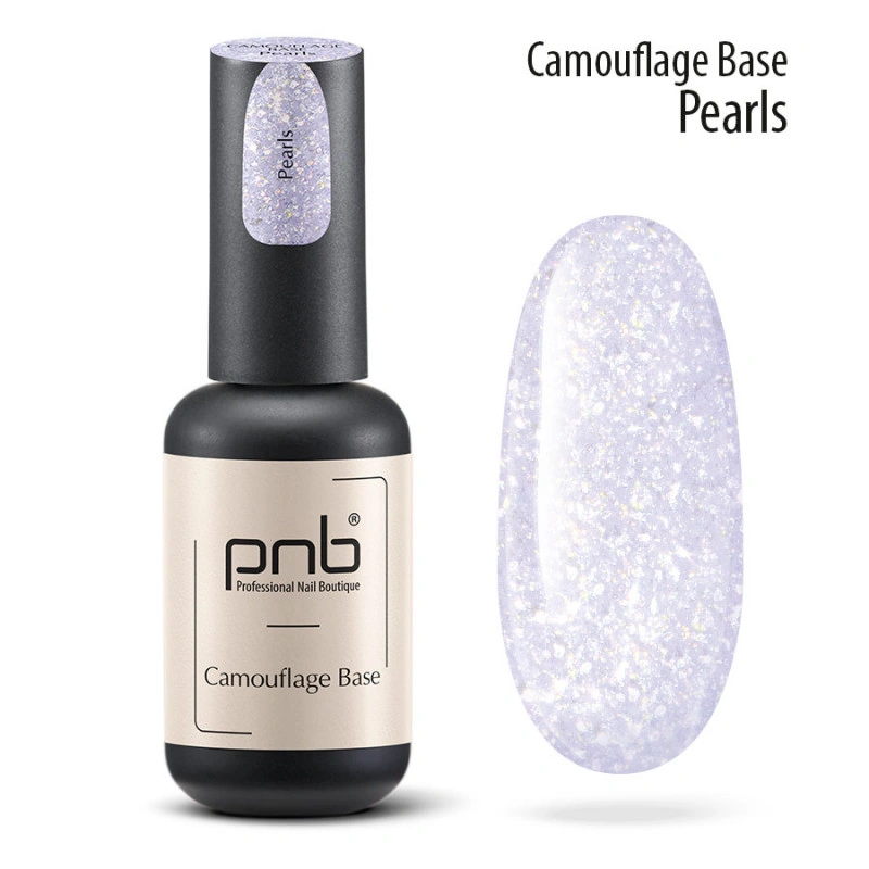 Камуфлююча база Перли PNB Camouflage Base Pearls вершково-молочний із сріблястою поталлю 8 мл
