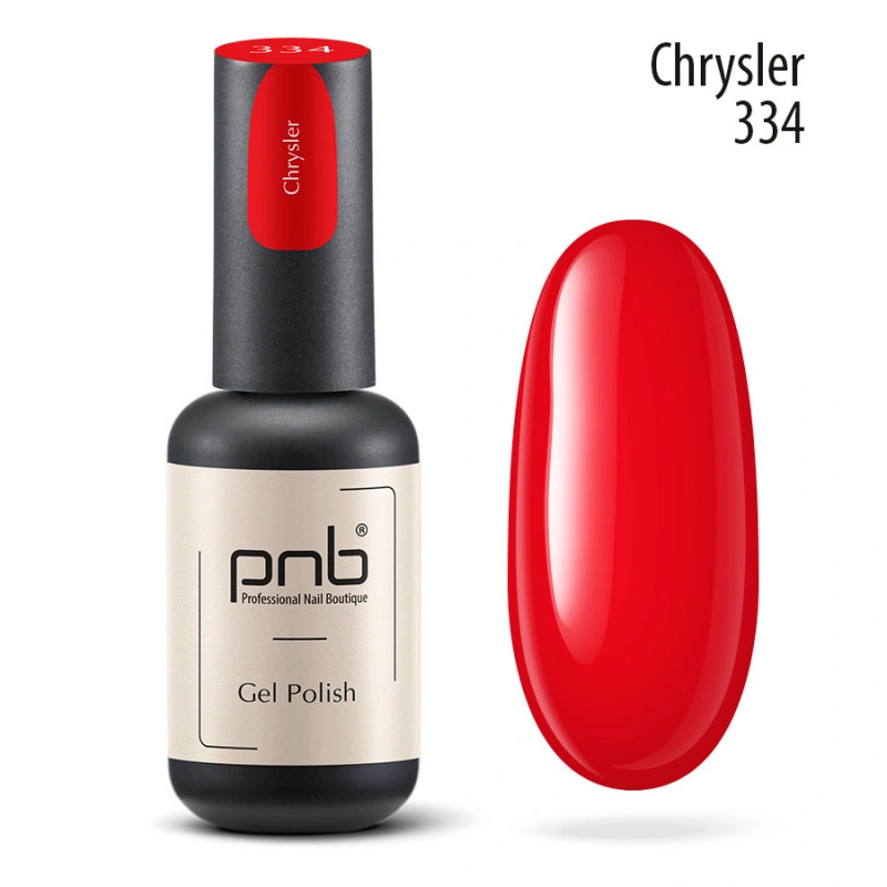 Гель-лак PNB №334 Chrysler класичний червоний, емаль 8 мл