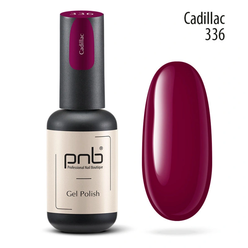 Гель-лак PNB №336 Cadillac бордовий, емаль 8 мл