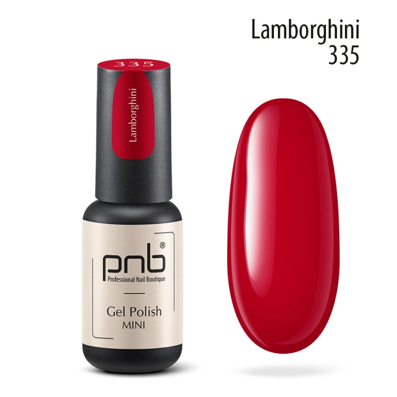 Гель-лак PNB Mini №335 Lamborghini червоний з холодним підтоном, емаль 4 мл