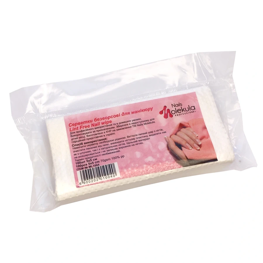 Безворсові серветки Molekula Lint Free Nail Wipes 100 шт