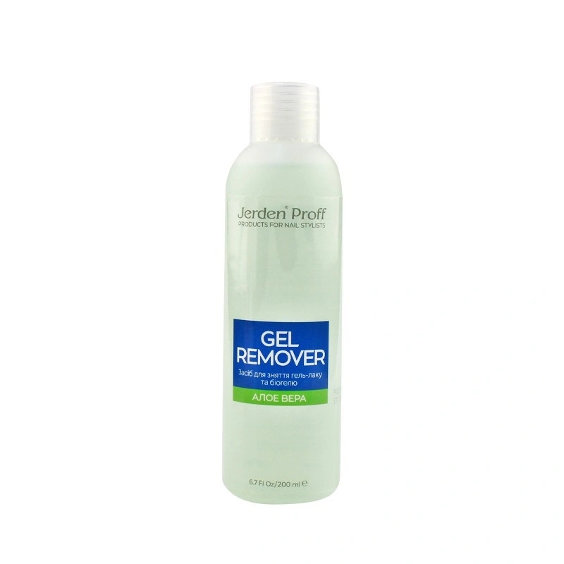 Рідина для зняття гель лаку та біогеля Jerden-Proff Aloe Vera Gel Remover Алое вера 200 мл