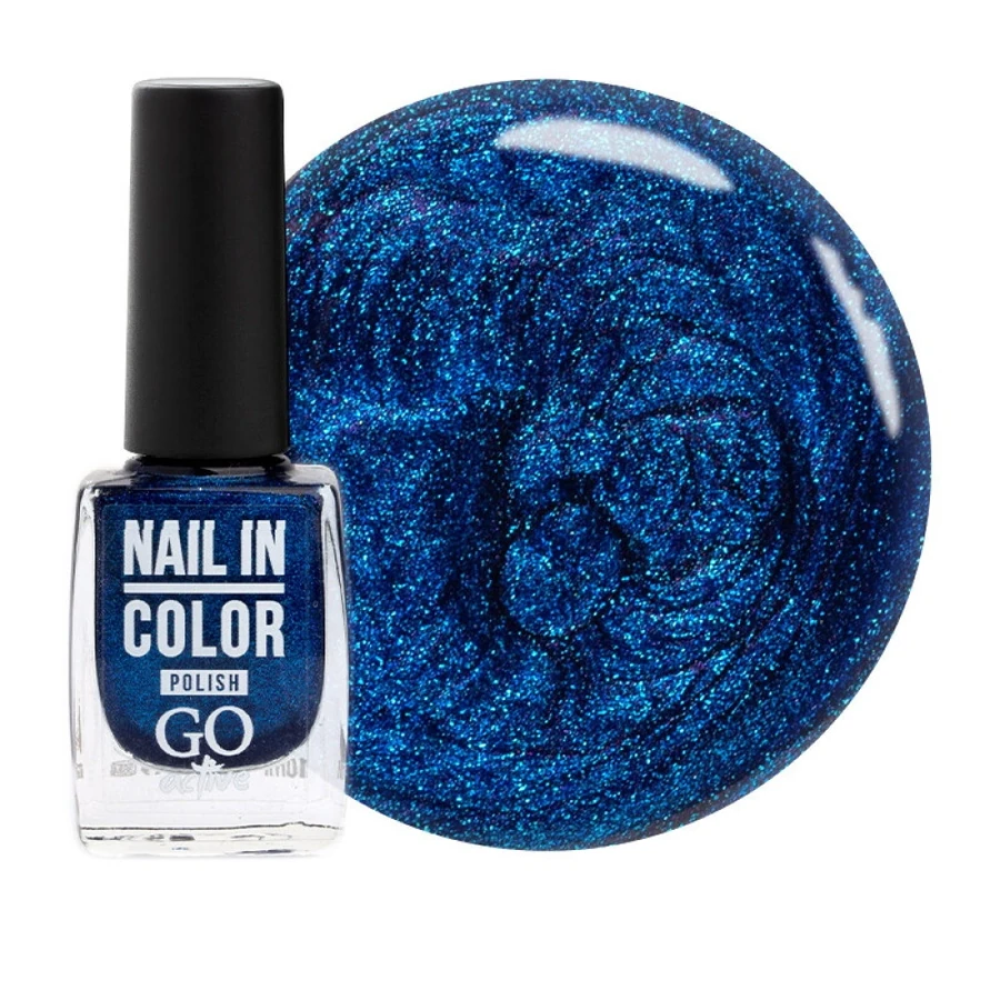 Лак для нігтів GO Active Nail in Color №44 морський синій, із шиммером 10 мл