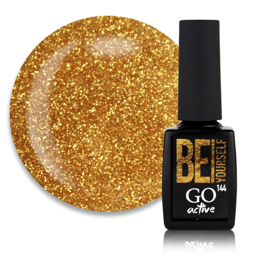 Гель-лак GO Active Gel Polish 144 золотий, із щільним шиммером 10 мл