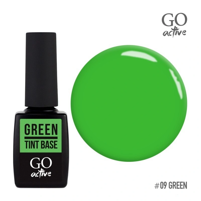 Каучукова кольорова база GO Active Tint Base 09 Green зелений 10 мл