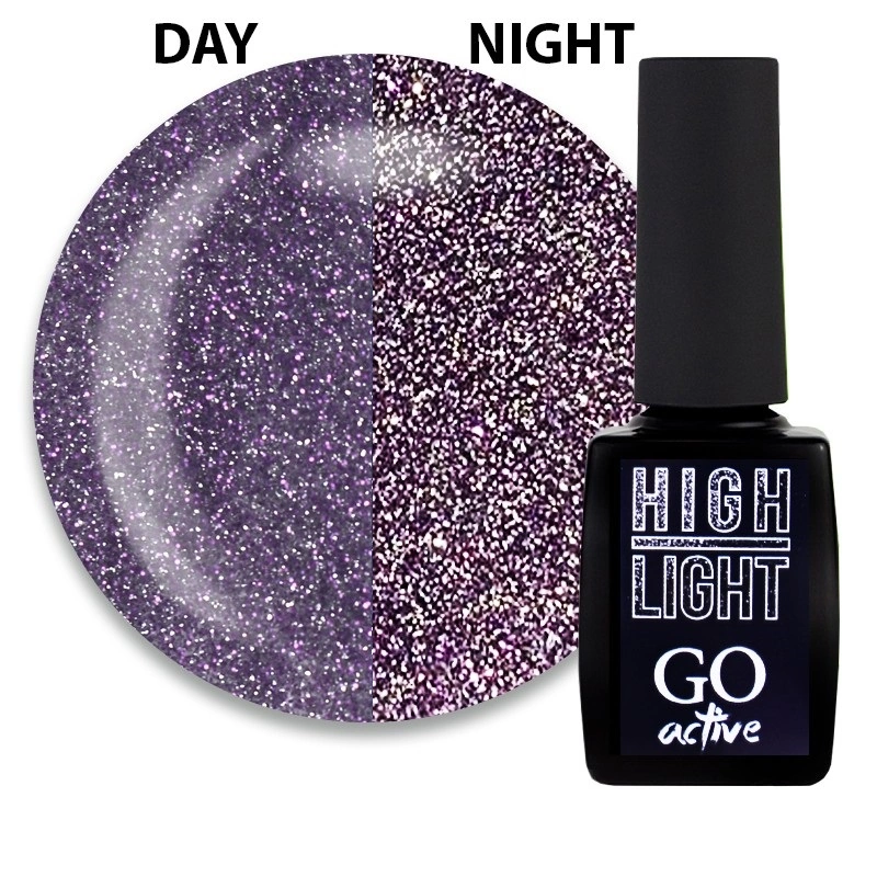 Гель-лак GO Active Gel Polish High Light 12 бузковий, світловідбиваючий 10 мл