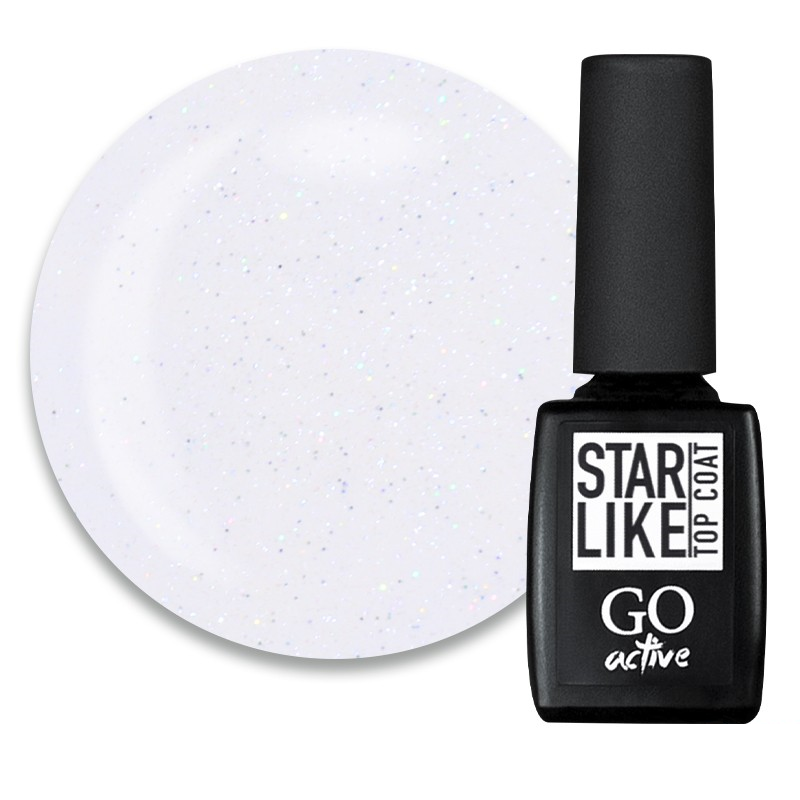 Топ з мерехтливими голографічними шиммерами GO Active Starlike Top Coat 03 Euphoria без липкого шару 10 мл