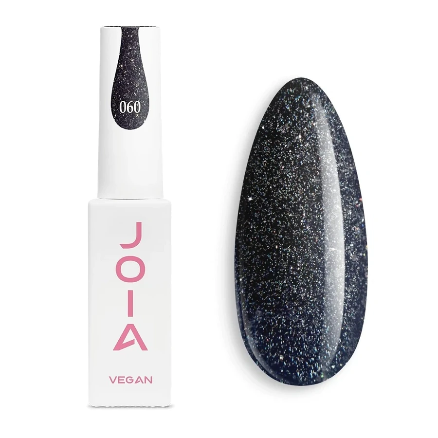 Гель-лак JOIA Vegan 060 темно-сірий, зі срібним шиммером 6 мл