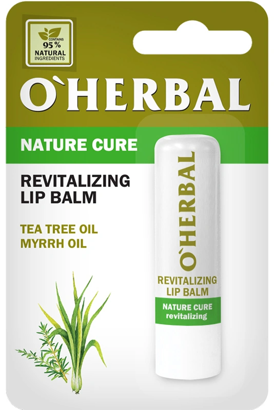 Відновлюючий бальзам для губ OHerbal Nature Cure Revitalizing Lip Balm олія чайного дерева, олія мирри 4,8 г