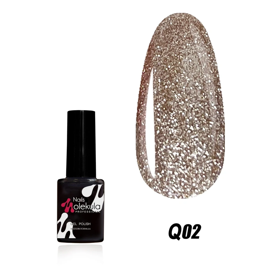 Гель-лак Molekula Queens Secret №Q02 золото, із щільними блискітками 6 мл