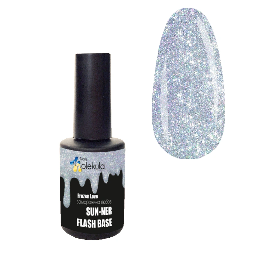 Базове покриття Заморожене кохання Molekula Sun-ner Flash Base Frozen Love срібло, світловідбивний 12 мл