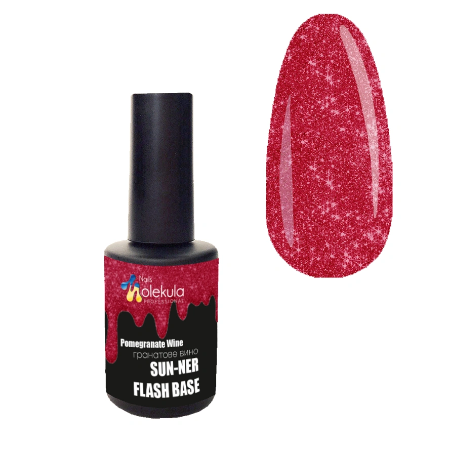 Базове покриття Гранатове вино Molekula Sun-ner Flash Base Pomegranate Wine червоний , світловідбивний 12 мл