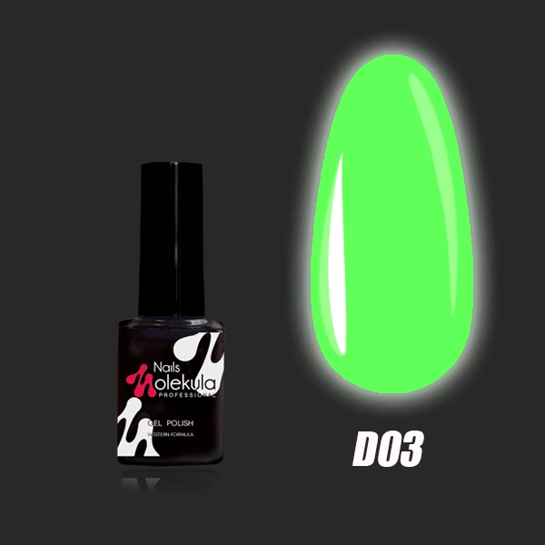 Гель-лак Molekula Disco Denver Club №D03 салатовий, люмінесцентний 6 мл