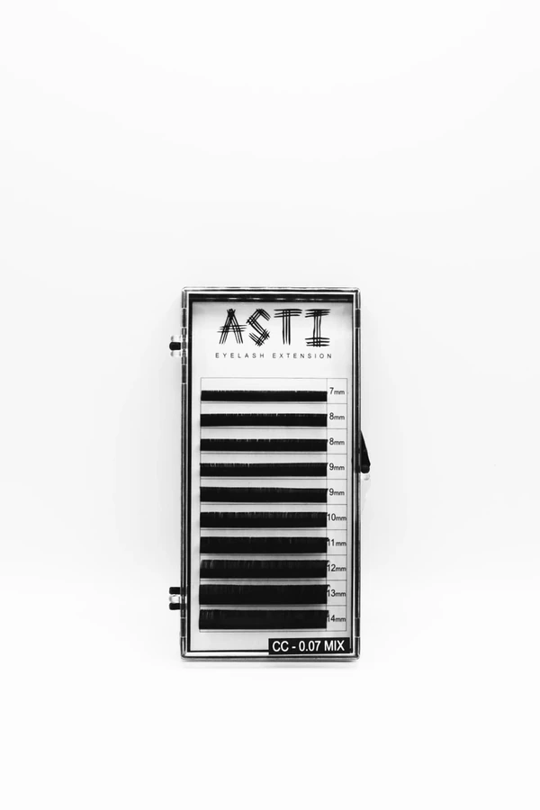 Вії для нарощування ASTI HYLON LASH 10 MIX CC-0.07 х 7-8-9-10-11-12-13-14 мм мікс