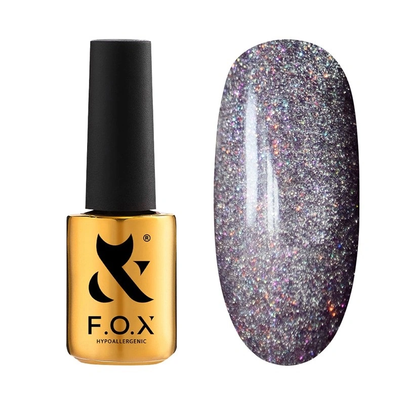 База світловідбиваюча котяче око FOX Base Flash Cat Eye 002 рожева з голографічними блискітками 7 мл