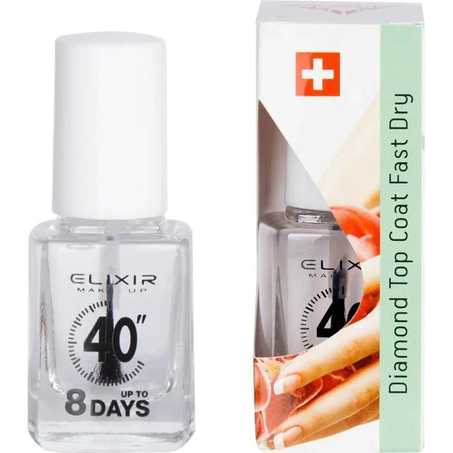 Засіб для зміцнення нігтів + ​​топ для лаку Elixir Diamond Top Coat Fast Dry 13 мл