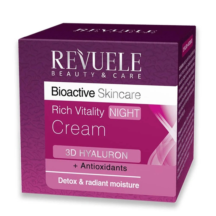 Нічний крем для антивікової з 3D гуалуроном Revuele Bioactive Skincare Rich Vitality Night Cream 3D Hyaluron 50 мл