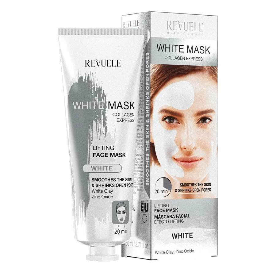 Біла експрес-маска для обличчя з колагеном Revuele Lifting Face Mask White Collagen Express 80 мл