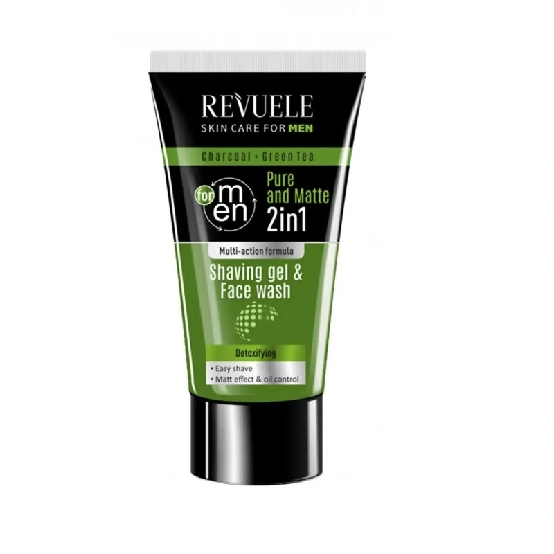 Гель для гоління 2в1 Revuele Men Care Charcoal & Green Tea Shaving Gel & Face Wash активоване вугілля та зелений чай 180 мл