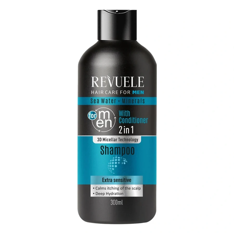 Чоловічий шампунь та кондиціонер 2 в 1 Revuele Men Care Sea Water & Minerals Shampo + Conditioner 2in1 з морською водою та мінералами 300 мл