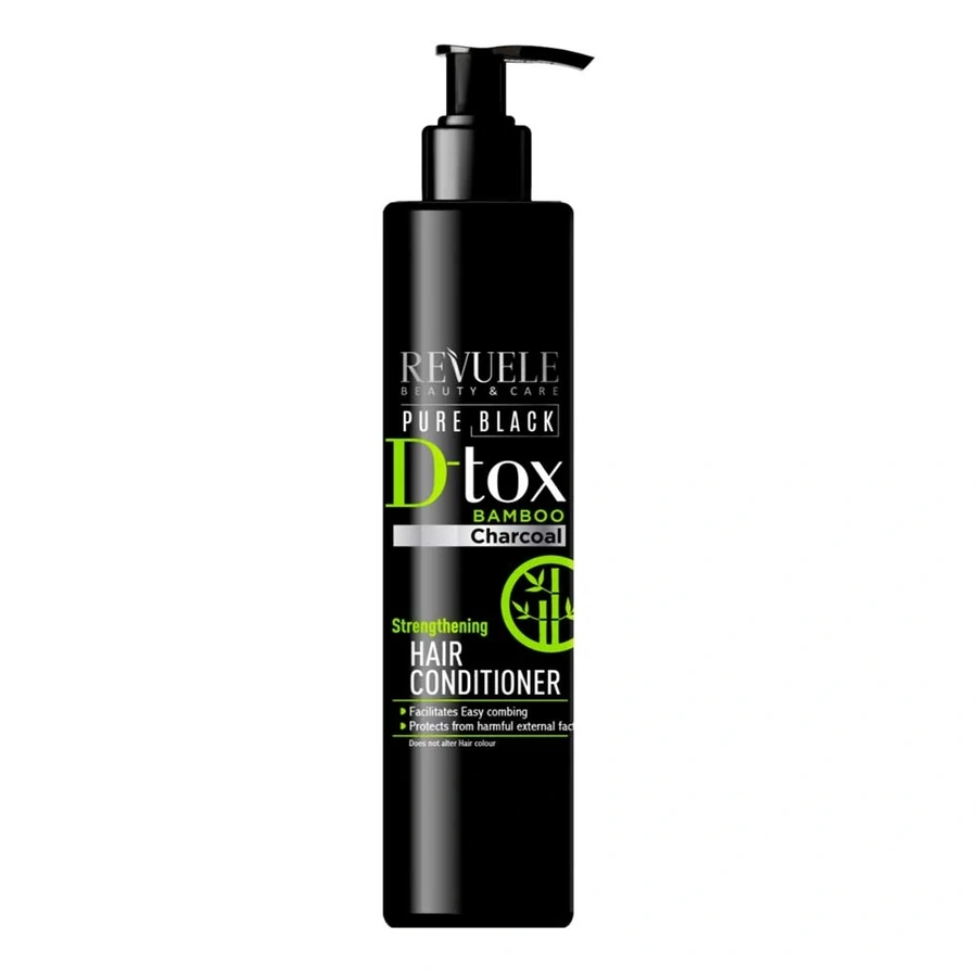 Кондиціонер для волосся зміцнює Revuele Pure Black D-tox Bamboo Charcoal Hair Conditioner з бамбуковим вугіллям 335 мл