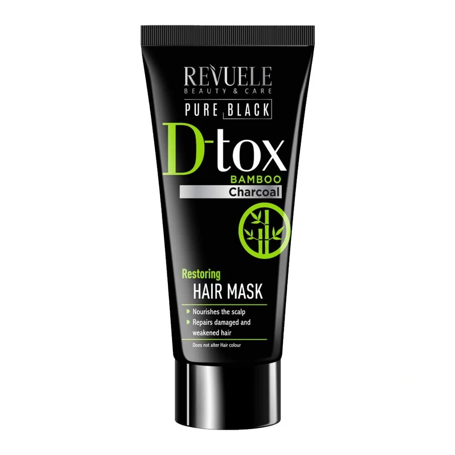 Маска для волосся, що відновлює Revuele Pure Black D-tox Bamboo Charcoal Hair Mask з бамбуковим вугіллям 200 мл