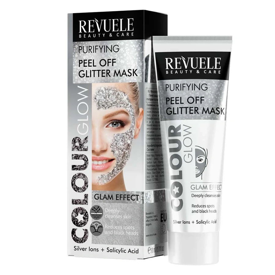 Маска-плівка срібна Очищаюча з блискітками Revuele Purifying Peel Off Glitter Mask Silver 80 мл