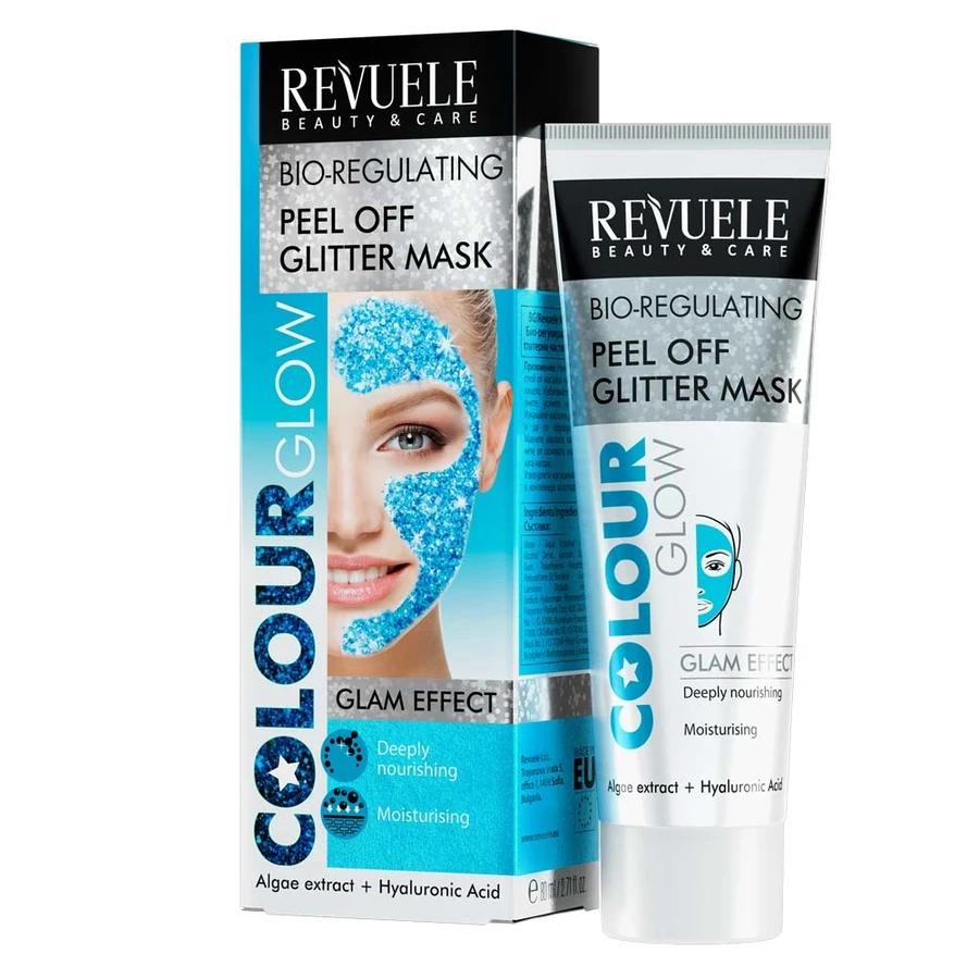 Маска-плівка блакитна Біорегулююча з блискітками Revuele Bio-Regulating Peel Off Glitter Mask Blue 80 мл