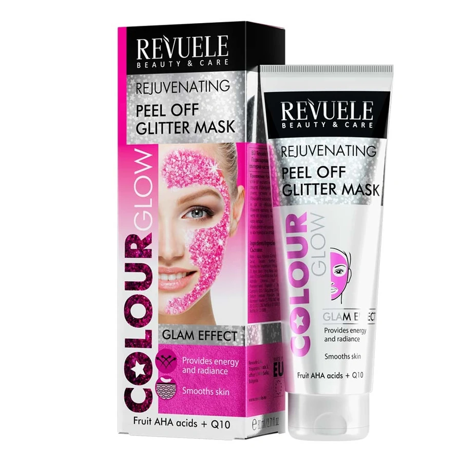 Маска-плівка рожева Омолоджуюча з блискітками Revuele Rejuvenating Peel Off Glitter Mask Pink 80 мл