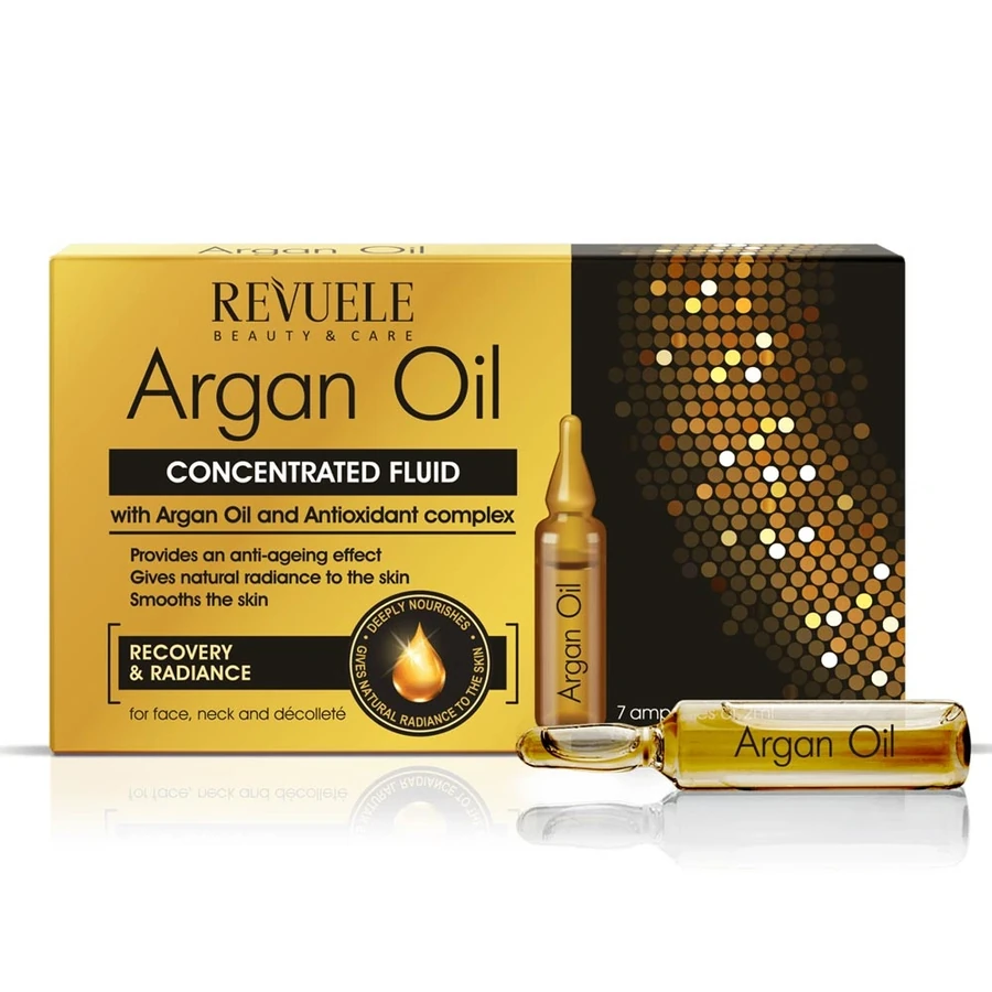 Концентрований флюїд для обличчя, шиї та декольте Revuele Argan Oil Concentrated Fluid 7х2 мл з аргановим маслом та антиоксидантним комплексом
