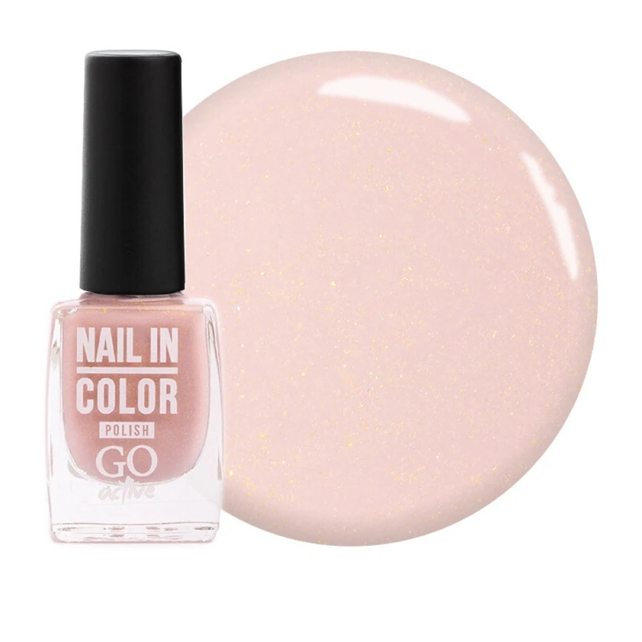 Лак для нігтів GO Active Nail in Color №31 прозорий пастельно-рожевий, із золотистою слюдою 10 мл
