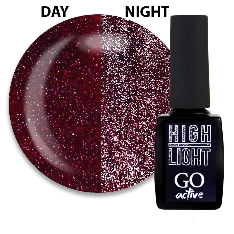 Гель-лак GO Active Gel Polish High Light 08 бордовий, світловідбиваючий 10 мл