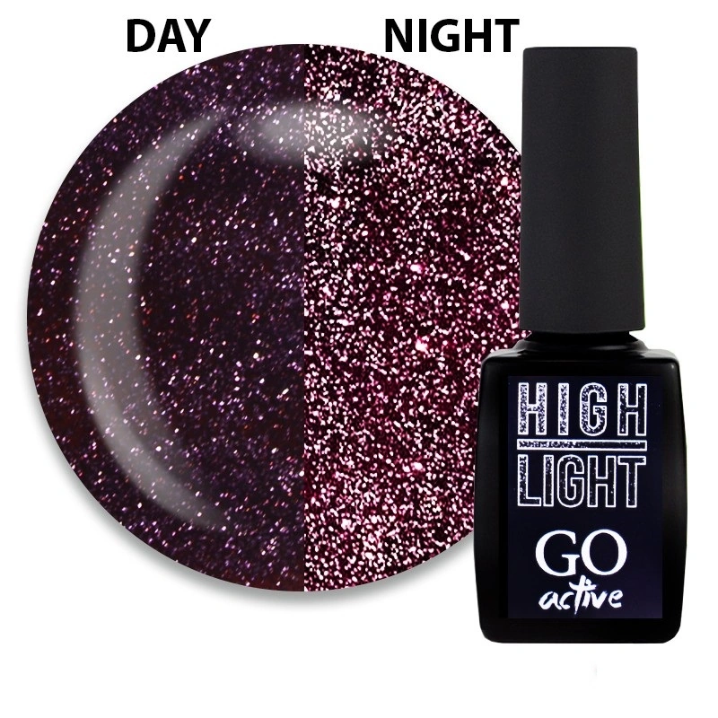 Гель-лак GO Active Gel Polish High Light 09 виноградне бордо, світловідбиваючий 10 мл