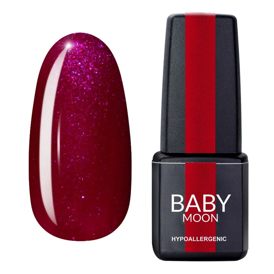 Гель-лак BABY MOON Burgundy Gel Polish №007 морозна вишня, з шиммером 6 мл