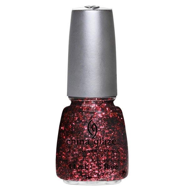 Лак China Glaze Scattered & Tattered бордові блискітки різних розмірів 14 мл