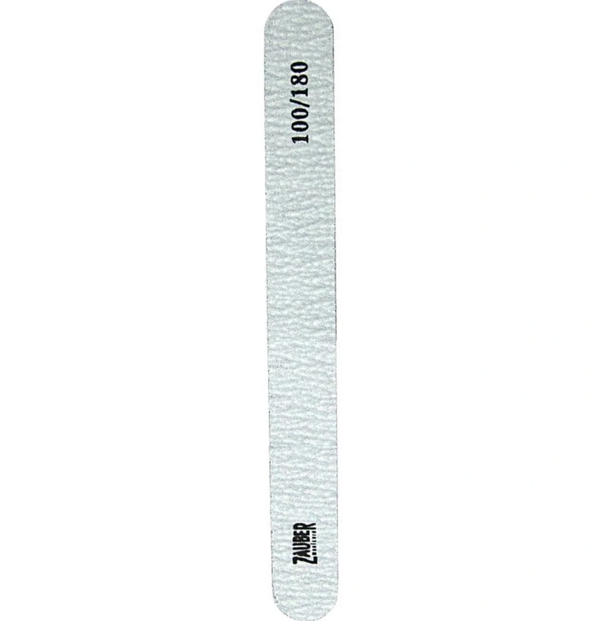 Пилка для штучних та натуральних нігтів Zauber Nail File Straight Grey 03-009 100/180 грит пряма, сіра